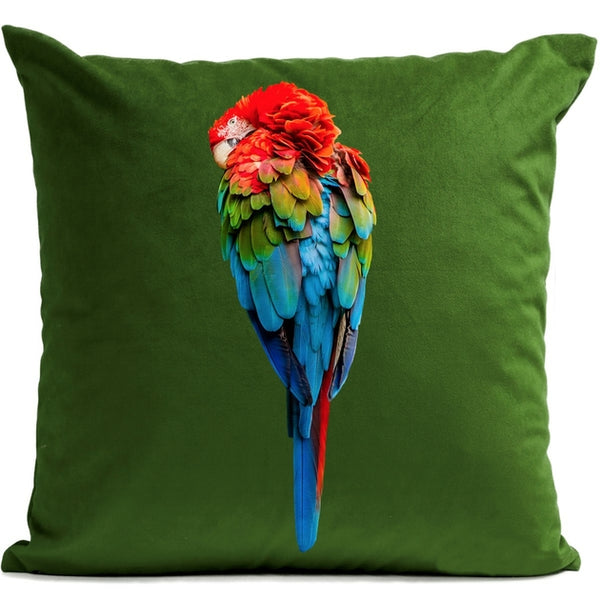 Parrot Cushion 40x40cm, green