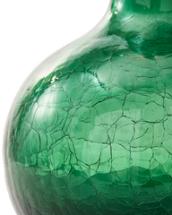 Crackled Glass Ball Body Vase Green