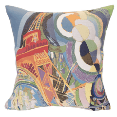 Delaunay Cushion - Air Fer et Eau (1937) with artistic design featuring Eiffel Tower, artwork by Delaunay
