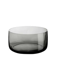A hand-blown, solid-colored Ajana Bowl Grey featuring clear lines around the edge and a thick glass base, by ASA selection
