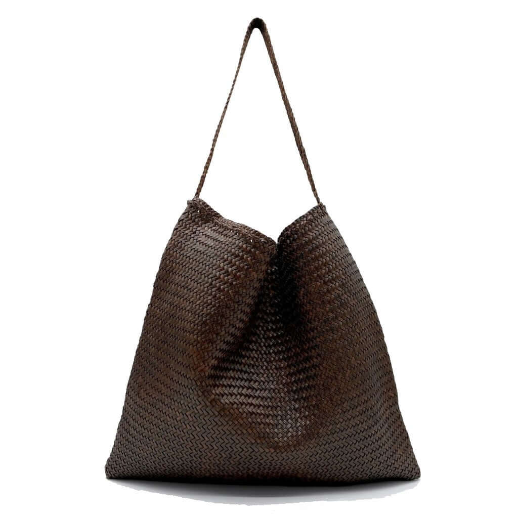 Dragon Diffusion Ars Tote dark brown woven leather bag 