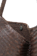 Dragon Diffusion Ars Tote dark brown woven leather bag close-up