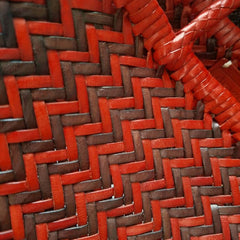Dragon Diffusion Bamboo Triple Jump Big Brown Red woven leather basket close up