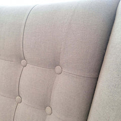 Mid century wingback Bear Hug Armchair Grey Linen with teak armrests and legs