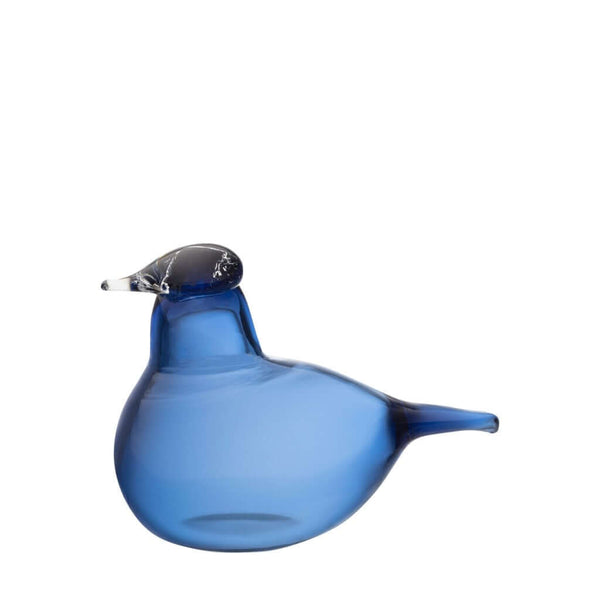 Birds By Toikka Little Tern Ultramarine Blue is a deep ultramarine blue glass bird figurine with a smooth and well-proportioned form, featuring a rounded body and a pointed head with an open beak, by Toikka