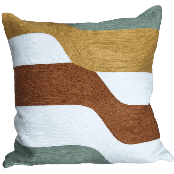 Boho Embroidered Cushion 45x45cm featuring soft textures and artisanal stitch patterns in earthy tones.