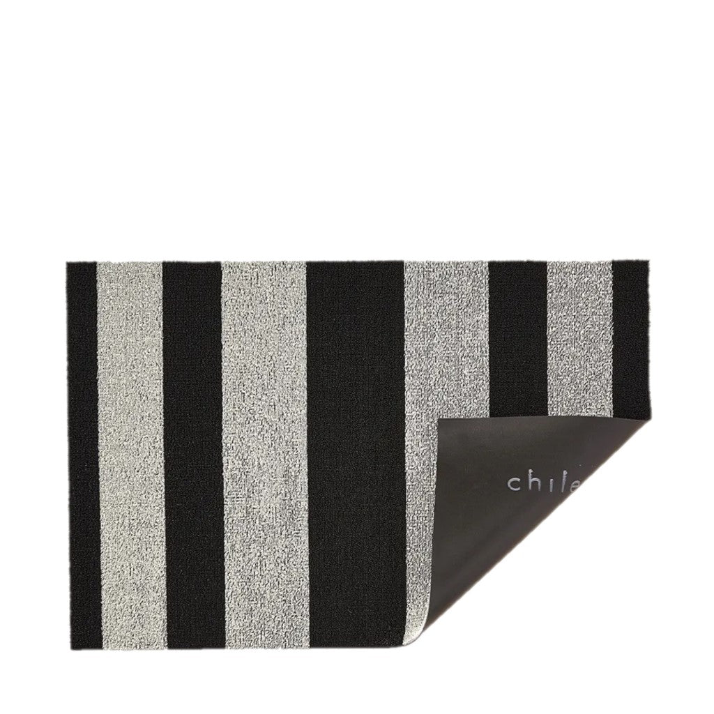Bold Stripe Shag Utility Mat - Black/White