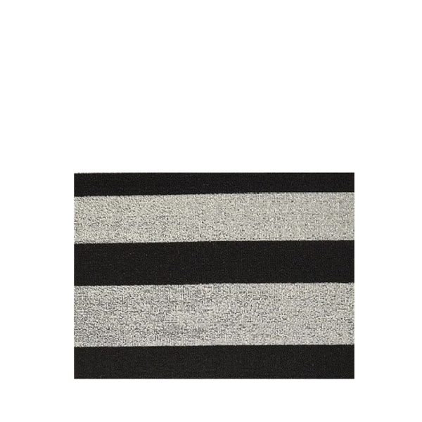 Bold Stripe Shag Door Mat - Black/White