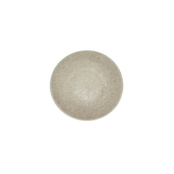 Breakfast Bowl Warm Grey with decorative pattern, by Wonki Ware