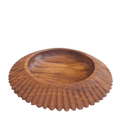 Handcrafted Carved Bowl Large Teak with carved ridge detailing. A sculptural yet practical home accent that brings natural warmth and texture to any interior.