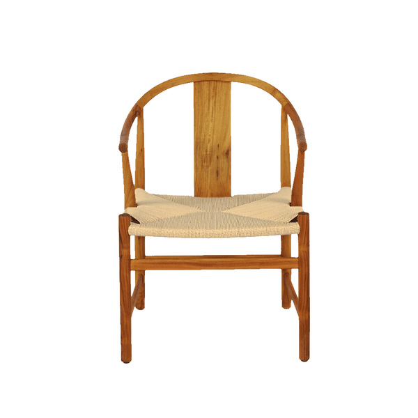 Chinese Armchair Danish Cord Natural with a curved back and armrests that flow into the teak frame