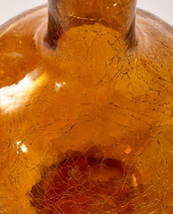 Crackled Glass Ball Body Vase Yellow