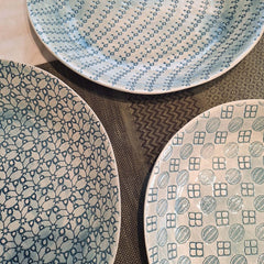 Small Crayfish Dish Marine with geometric patterns, by Wonki Ware