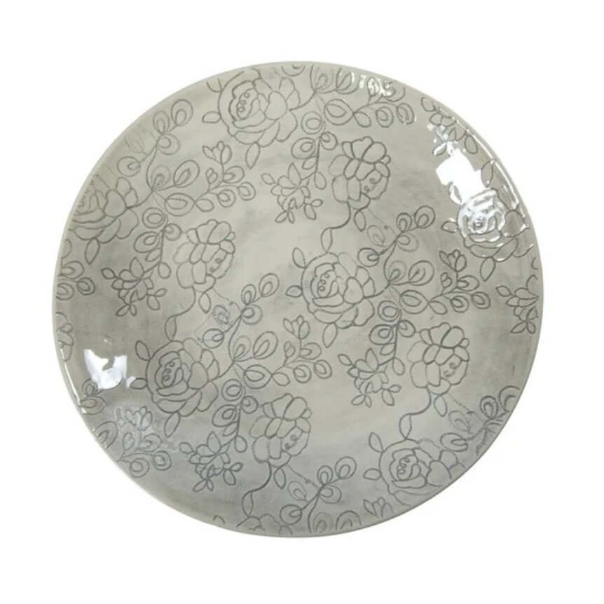 Small Crayfish Dish Warm Grey with floral pattern, by Wonki Ware 