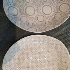 Small Crayfish Dish Warm Grey with geometric patterns,  by Wonki Ware