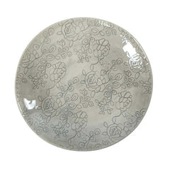 Small Crayfish Dish Warm Grey with floral pattern, by Wonki Ware 