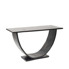 Modern Crescent Console table with curved legs made of teak