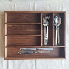 Cutlery Tray Walnut Large with multiple compartments 