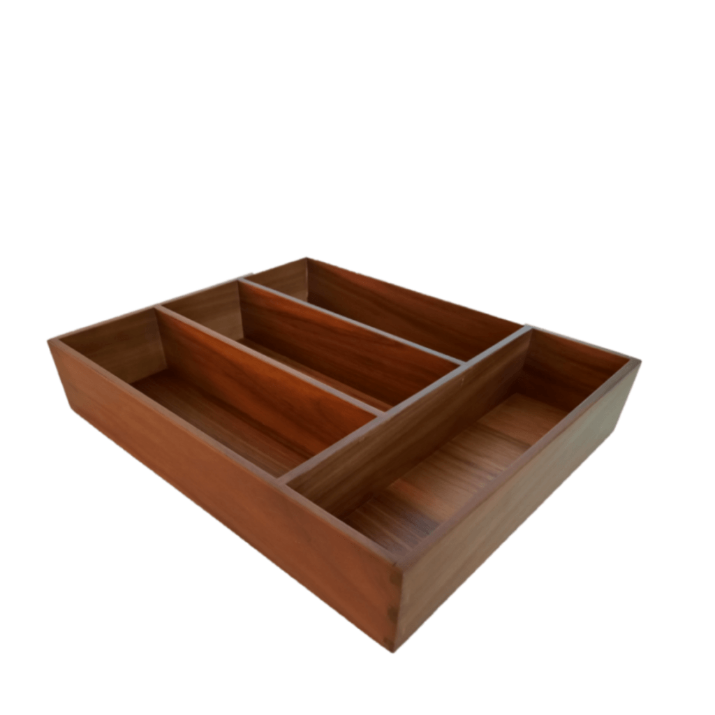 Cutlery Tray Walnut Small with multiple compartments 