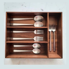 Cutlery Tray Walnut Small with multiple compartments 