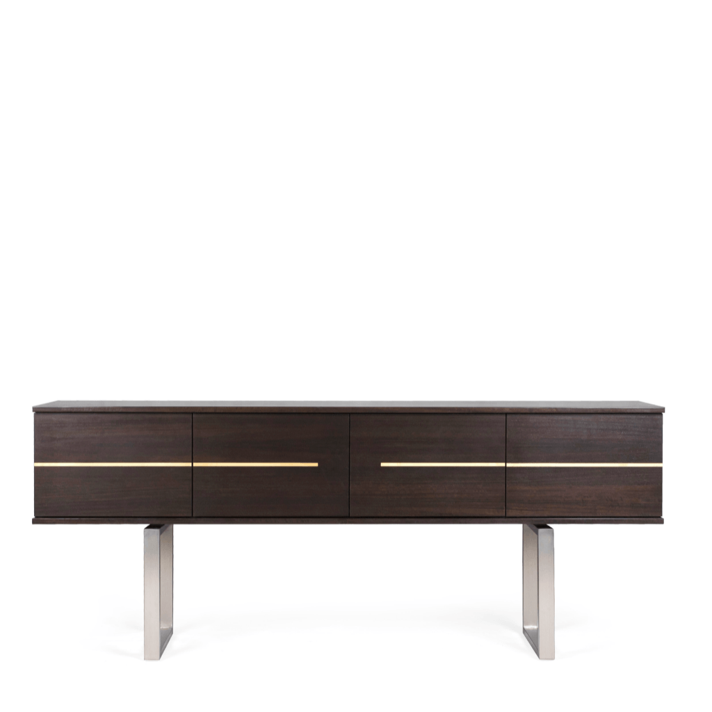 Wooden sideboard with metal legs and four doors