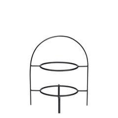 Etagere 2-Tiered H28cm is a two-tiered black metal buffet rack designed to hold plates.