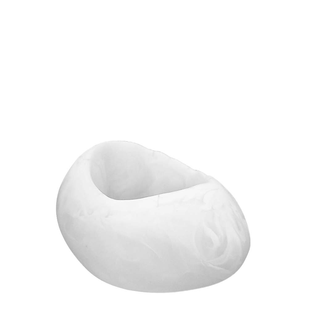 Flat Crack Egg Bowl Resin White Marble. Food-safe, handcrafted & unique. Perfect for dips, grazing boards, trinkets or battery-operated LED tealights.