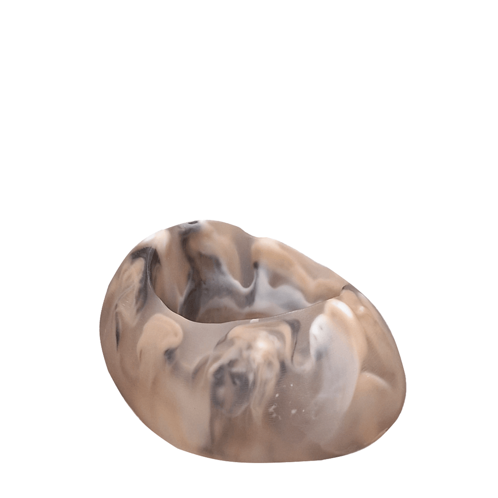 Flat Crack Egg Bowl Resin Brown Marble. Food-safe, handcrafted & unique. Perfect for dips, grazing boards, trinkets or battery-operated LED tealights.