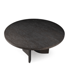 Round Flo Dining Table with a dark brown finish 