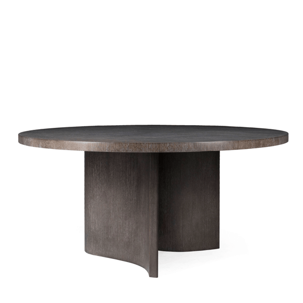 Round Flo Dining Table with a dark brown finish 