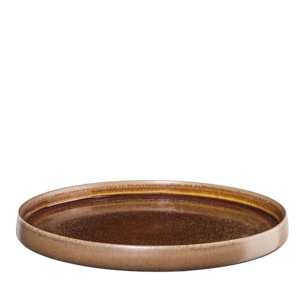 A round, brown stoneware dinner plate with a matte finish and a visible brown glaze, by ASA selection