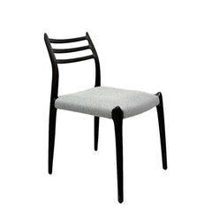 Gara Chair solid ash black finish upholstered in light grey fabric