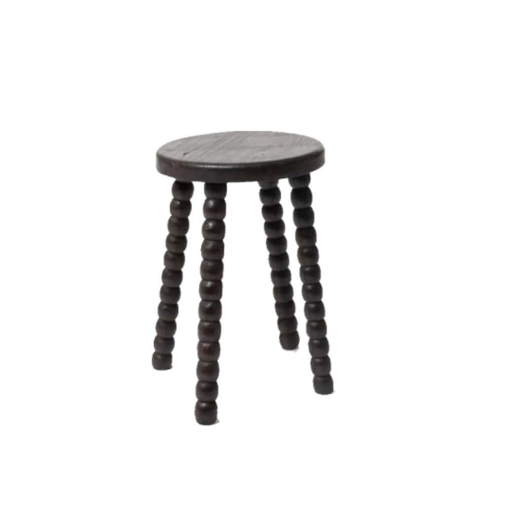 Black wooden Gili Stool with spiral legs 