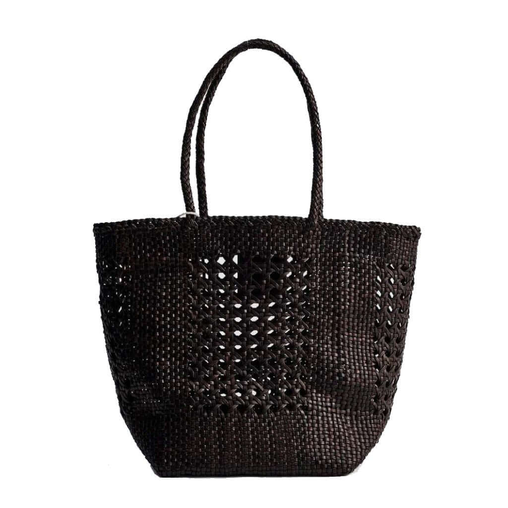Dragon Diffusion Grace Cannage Dark Brown woven leather handbag 