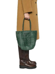 Dragon Diffusion Grace Cannage Forest woven leather handbag 