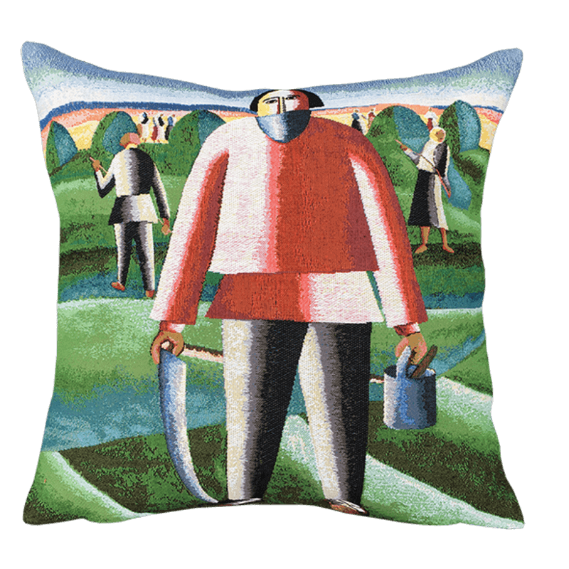 Malevitch Cushion - Haymaking (1929) is a reproduction of the famous painting of the artist Kasimir Malevitch in 1929