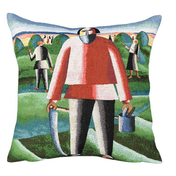 Malevitch Cushion - Haymaking (1929) is a reproduction of the famous painting of the artist Kasimir Malevitch in 1929