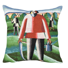 Malevitch Cushion - Haymaking (1929) is a reproduction of the famous painting of the artist Kasimir Malevitch in 1929