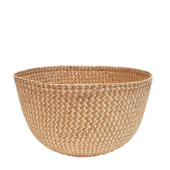 Handmade Iraca Medium Bowl Zigzag Toasted basket, made in Colombia
