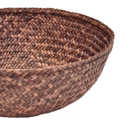 Close-up of a Handmade Iraca Small Bowl Plain Coffee basket, made in Colombia
