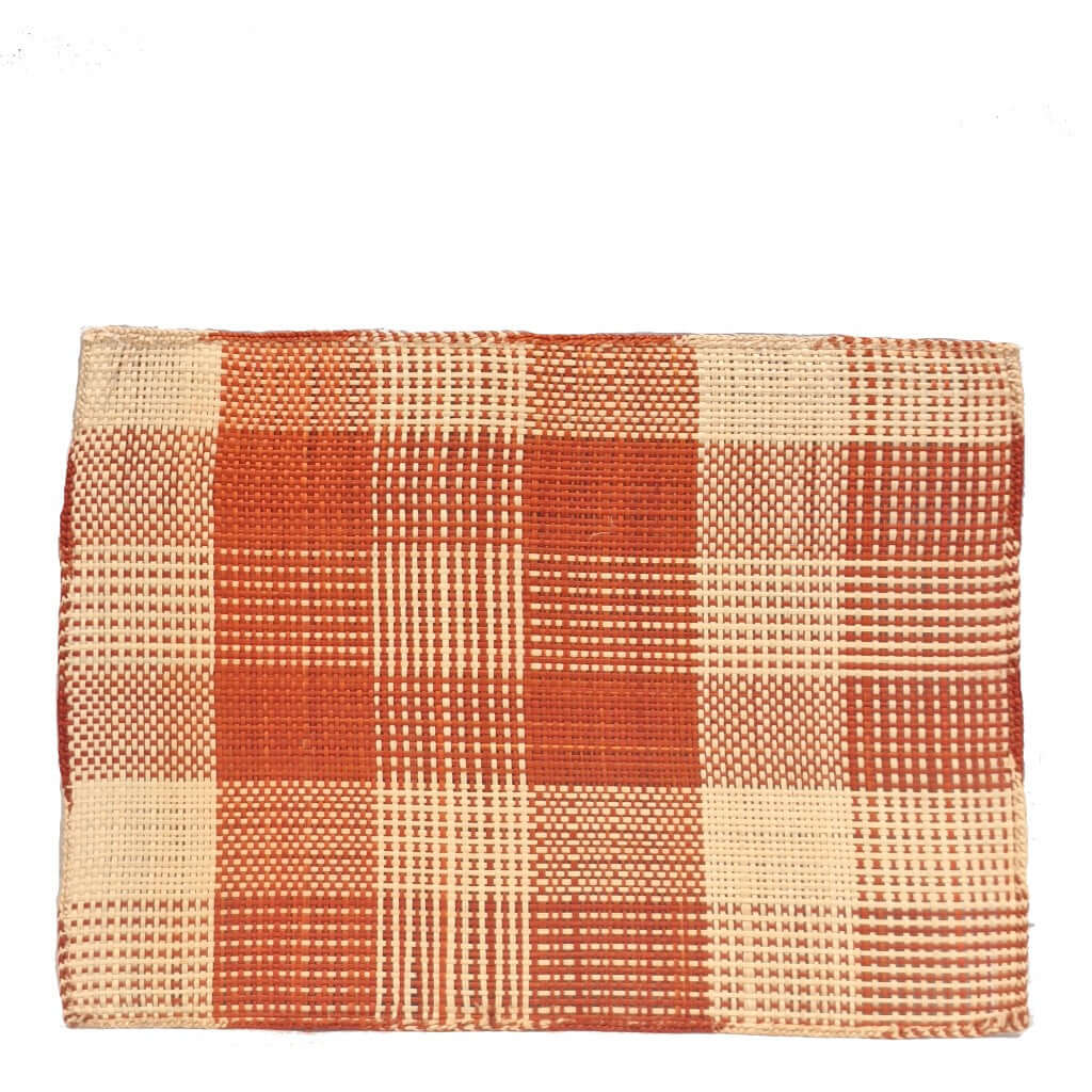 Iraca Rectangle Placemat Red Beige handmade in colombia