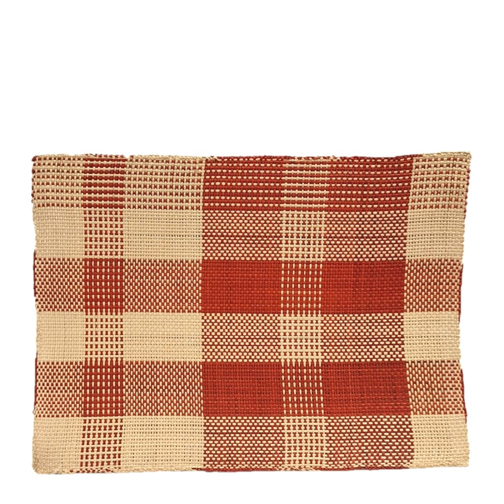 Iraca placemat, rectangle / red natural