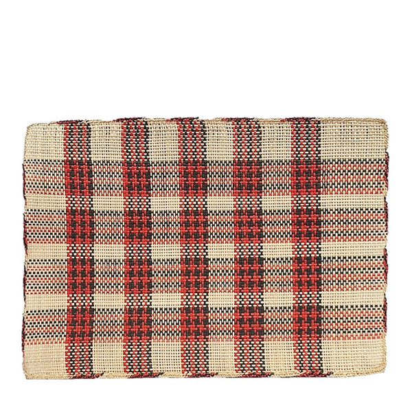 Iraca placemat, rectangle / green red natural