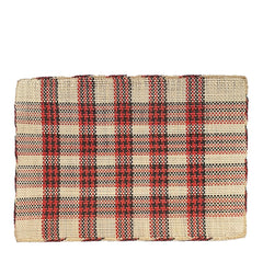 Iraca placemat, rectangle / green red natural