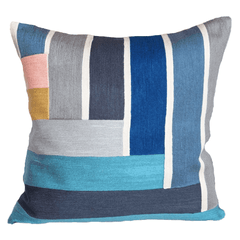 Keano Embroidered Cushion showcasing vibrant colors and intricate stitching details.