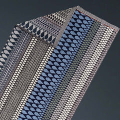 Detailed patterns of Kensal towel design with mainly blue grey colour, by Margo Selby