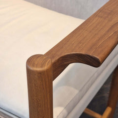 Close-up of a Kenya Armchair Cotton Canvas armrest