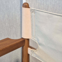 Close-up of a Kenya Armchair Cotton Canvas backrest in sand colour cotton canvas