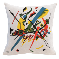 Kandinsky Cushion - Klein Welten I (1922) featuring a vibrant abstract design with multiple colors on a white background, inspired by Kandinsky painting