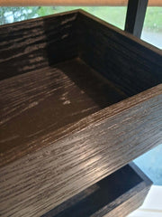 Ash wood three-tiered shelf suitable for storage. 